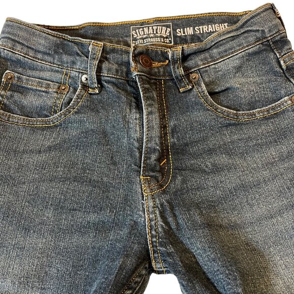Levi's Signature Slim Straight Jeans Boys Regular 12 Blue Jean Denim with Stretc - Picture 5 of 8
